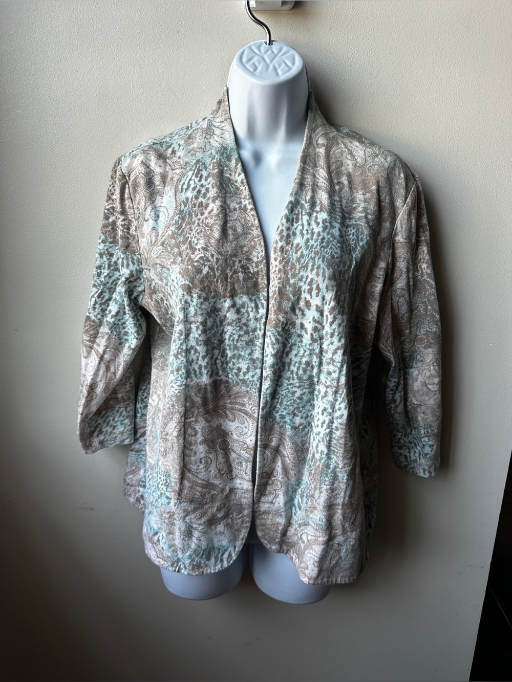 Y2K Women’s Turquoise Paisley Animal Print Duster Cardigan Boho Hippie Festival